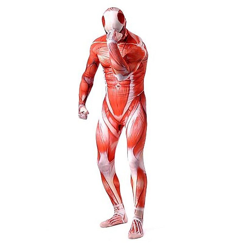 Eren Yeager Cosplay Costume Skin Suit Bodysuits Men's  Muscle Suits Scary Costume Onesie Zentai Catsuit Carnival Halloween4