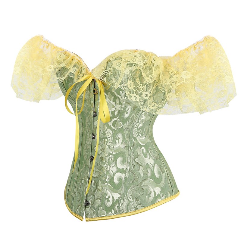 Women Floral Lace Off Shoulder Overbust Corset Bustier Boned Overbust Corset Bodyshaper Lingerie Top Rococo Punk & Gothic2