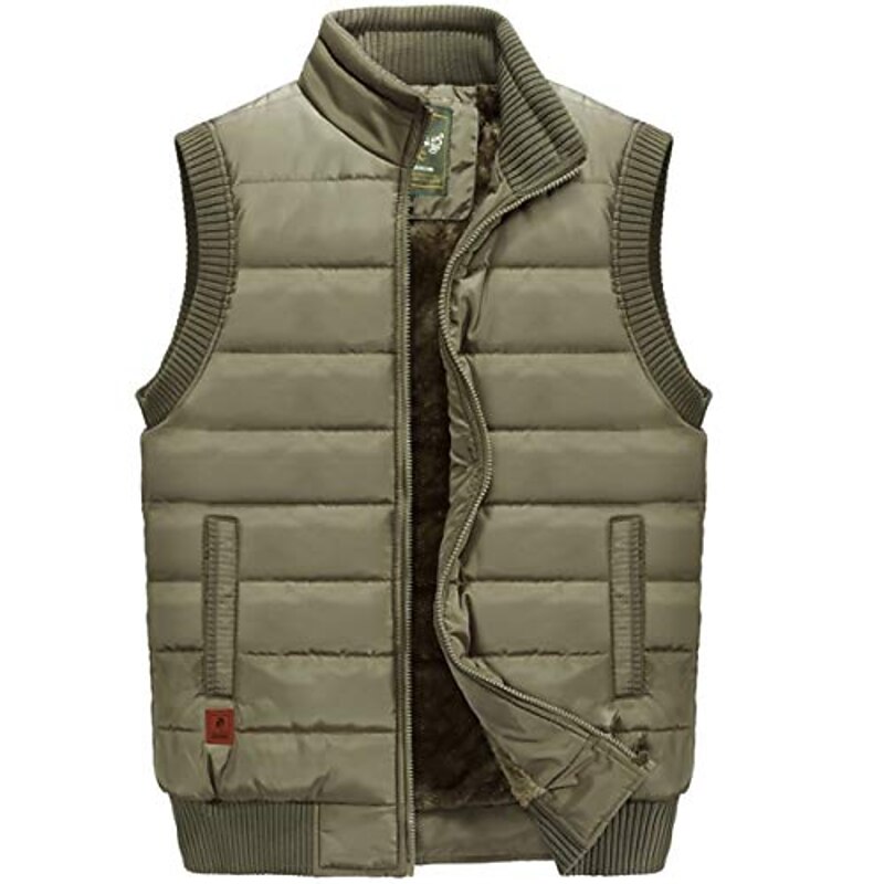 Men's Winter Coat Winter Jacket Puffer Vest Gilet Quilted Vest Cardigan Hiking Winter Polyester Windproof Warm Black khaki Army Green Dark Blue Vest