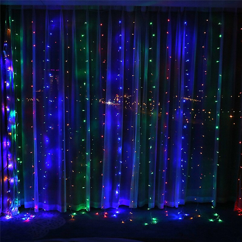 Curtain String Lights 3x1M 3x2M 3Mx3M Curtain Lights 24V Low Voltage Remote Control Solar Power Plug-in Dual Purpose String Light  Thanksgiving Christmas Outdoor Party Garden Decoration Fairy Lights Gypsophila   1 set3