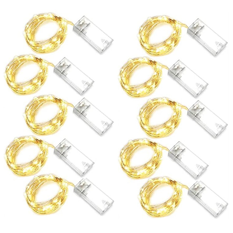 Elegant Wedding Reception Party 10pcs 3m 2m 1m Led String Lights Battery Operated Sliver Wire Fairy garland Light Christmas Outdoor Lights Chain Wedding Patry Decor