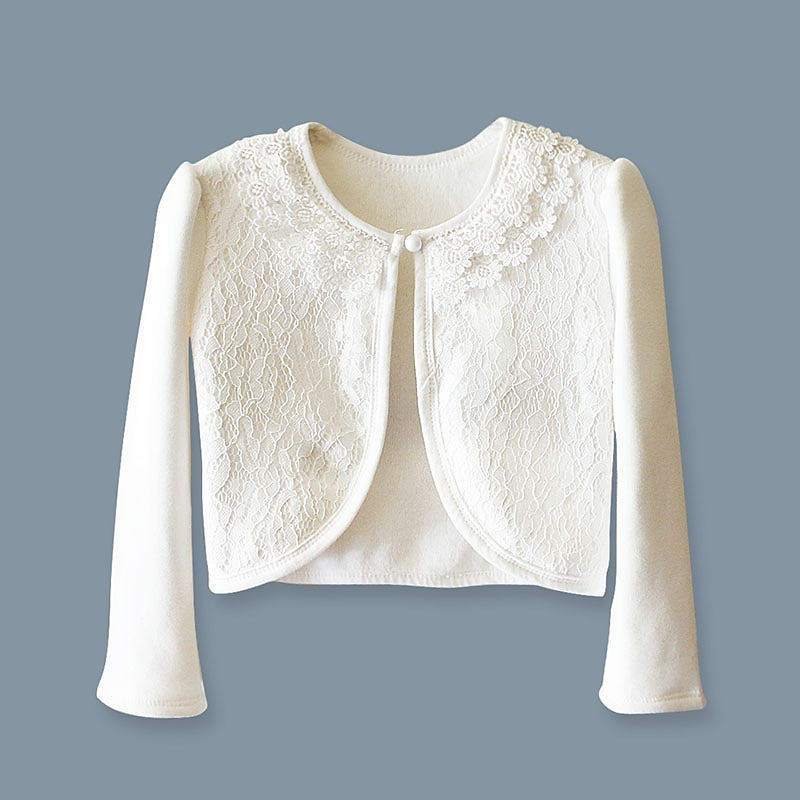 Kids Girls' Coat Outerwear Plain Long Sleeve Embroidered Coat Street Active Streetwear White Winter Fall 2-12 Years