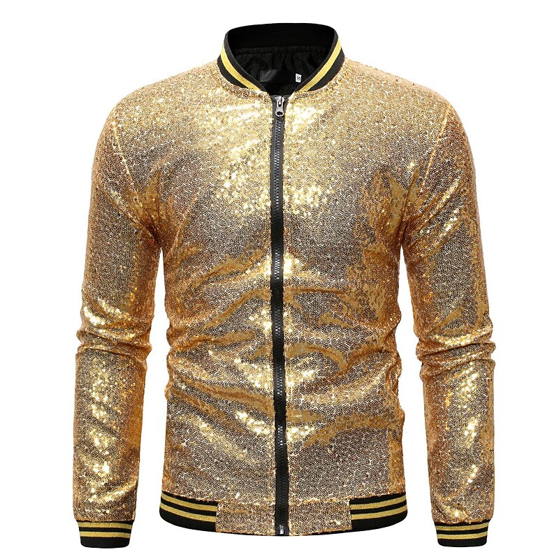 Disco 1980s Shiny Metallic Coat Masquerade Disco Sequins Fancy Dress Men's Masquerade Party / Evening Pride Parade Pride Month Adults' Coat3