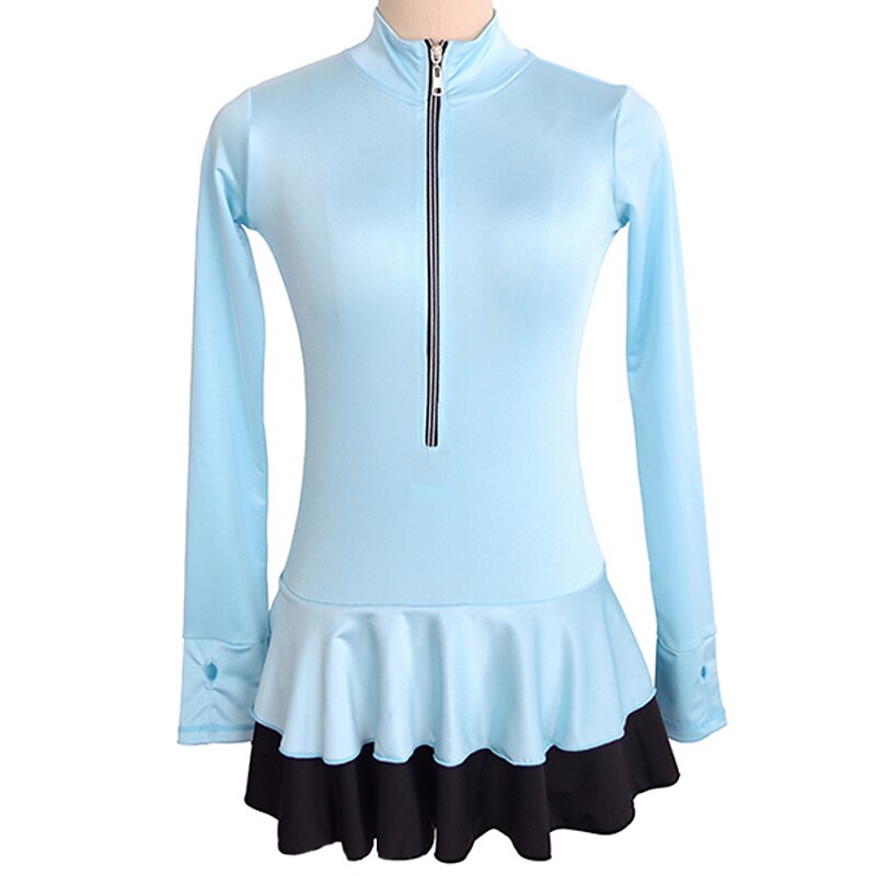 Figure Skating Top Women's Girls' Ice Skating Dress Outfits Black White Pink Thumbhole Spandex High Elasticity Training Practice Skating Wear Handmade Classic Long Sleeve Ice Skating Figure Skating3