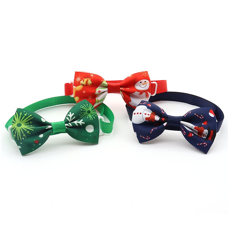 Dog Cat Tie / Bow Tie Retractable Adjustable Flexible Santa Claus Snowman Christmas 3pcs2