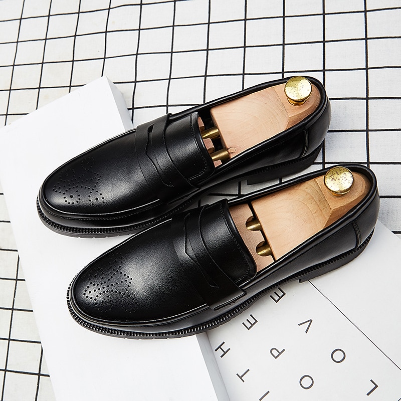 Men's Dress Penny Loafers & Slip-Ons Plus Size  Vintage Business Casual Party & Evening Loafers Black Brown Fall Winter4