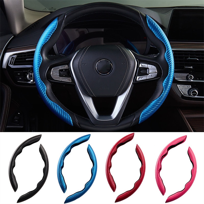Steering Wheel Covers Carbon Fiber Pattern Steering Wheel Cover for Women&Man,Safe and Non Slip Car Accessory Blue / Blushing Pink / Black For Universal All Years