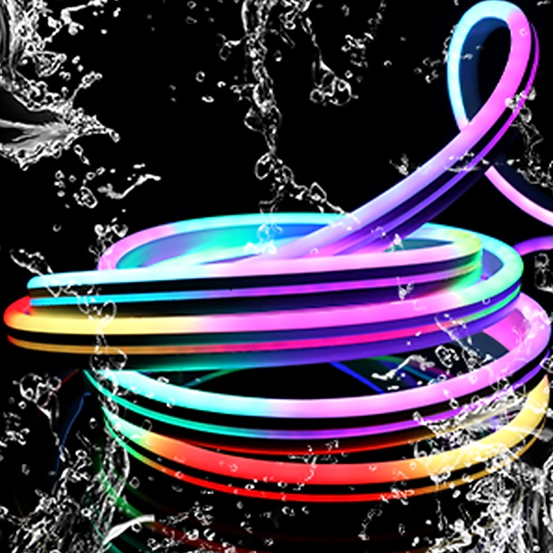 Waterproof LED Neon Flexible Strip Rope Light, Pool Light Strip SMD2835 120LED/M with Power Plug RGB Color Changing 8x16mm 5m 10m 20m 220V2