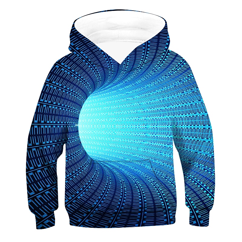 Boys 3D Optical Illusion Hoodie Long Sleeve 3D Print Spring Fall Active Kids 3-12 Years Daily