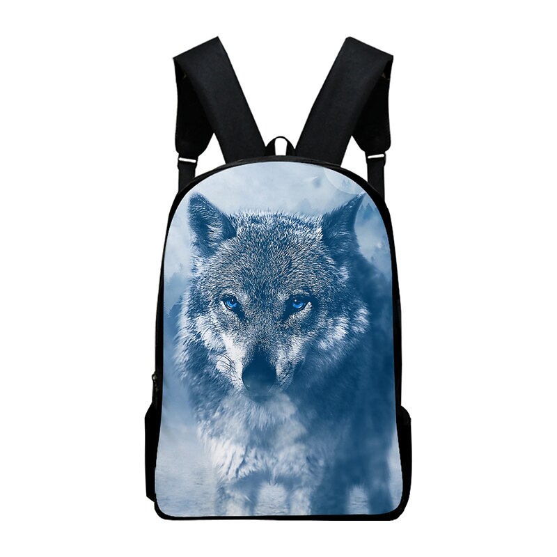 Galaxy Wolf Print Backpack for Teens – Cosmic Animal School Bag with 3D Howling Wolf Design for Boys and Girls3