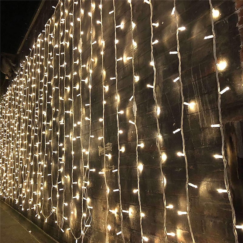 Elegant Wedding Reception Party Christmas Lights LED Window Curtain String Light 3Mx3M-300 LEDs Wedding Party Home Garden Bedroom Outdoor Indoor Wall Decorations3