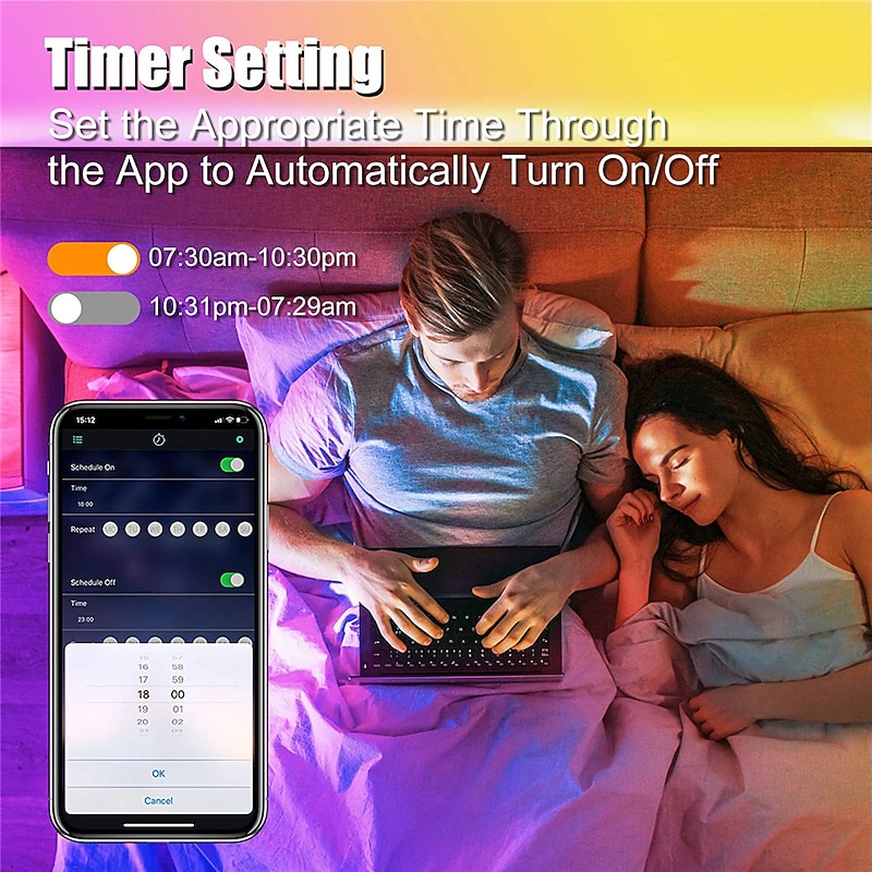 RGBIC Addressable LED Strip Light 10m 32.8FT Dream Color APP Control USB Music Sync Color Changing for Party Holiday Bedroom3