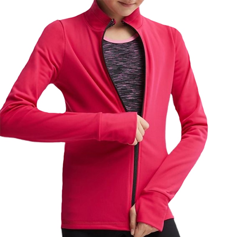 Figure Skating Fleece Jacket Women's Girls' Ice Skating Jacket Outfits Top Black Red Blue Thumbhole Fleece Spandex High Elasticity Training Practice Competition Skating Wear Thermal Warm Handmade3