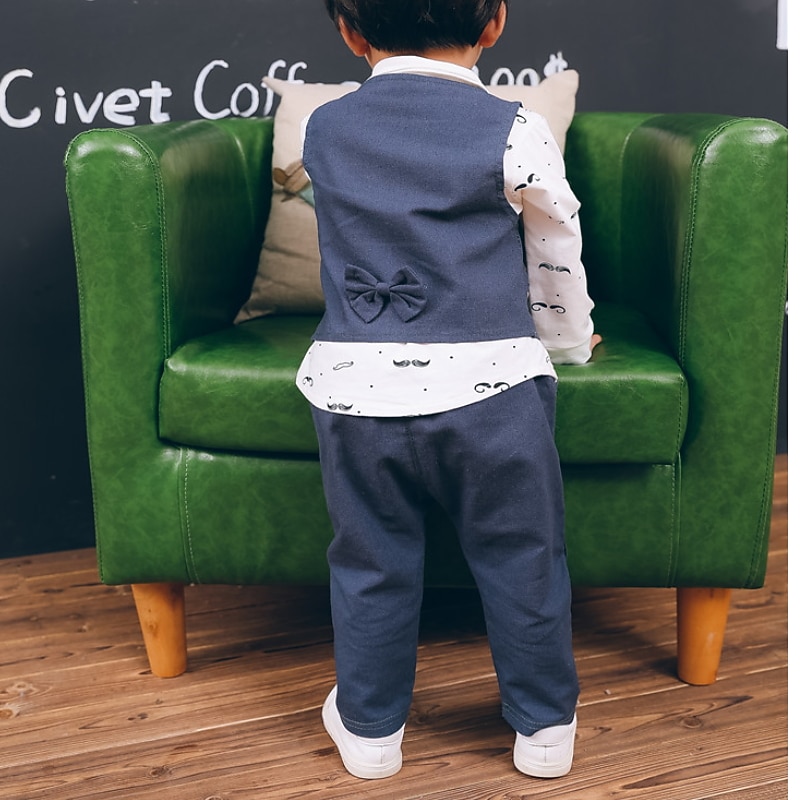 3 Pieces Ring Bearer Suit Boys Kids Suit Formal Suit Suit & Blazer Clothing Set Outdoor Active Cool Graphic Polka Dot Print Bow Red Blue Cotton4