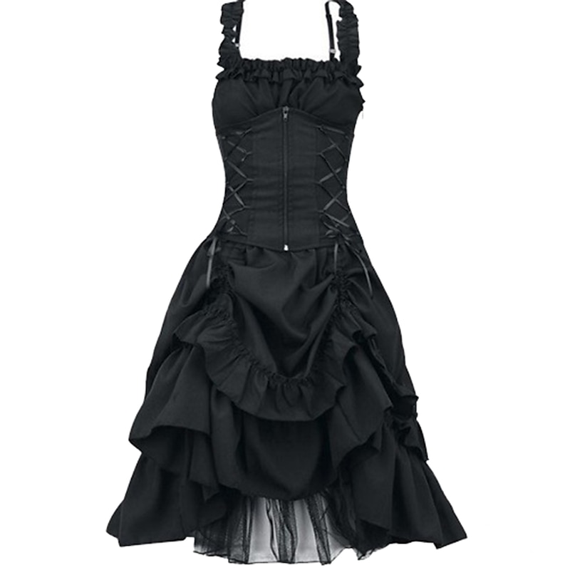 Punk & Gothic Medieval Cocktail Dress Dress Masquerade Witch Goth Girl Plus Size Fancy Dress Women's Walpurgis Night Halloween Carnival Masquerade Halloween Prom Festival Adults' Dress Summer Spring2