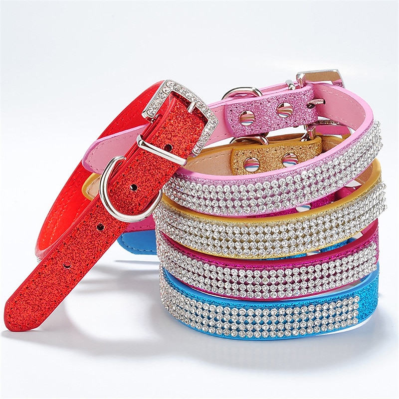 Dog Cat Collar Reflective Band Reflective Cute and Cuddly Durable Cute Outdoor Walking Plaid Rhinestone Husky Labrador Alaskan Malamute 1PC