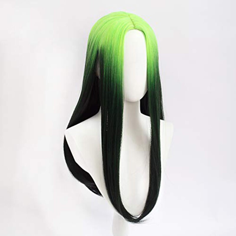 Cosplay  Wig 123 Wavy Middle Part Wig 26 inch fluorescent green One Color Synthetic Hair 70 inch Women's Fashionable Design Black Halloween Wigs2