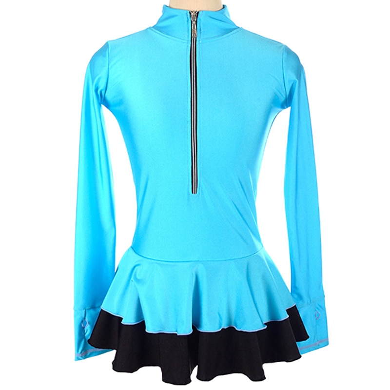 Figure Skating Top Women's Girls' Ice Skating Dress Outfits Black White Pink Thumbhole Spandex High Elasticity Training Practice Skating Wear Handmade Classic Long Sleeve Ice Skating Figure Skating4