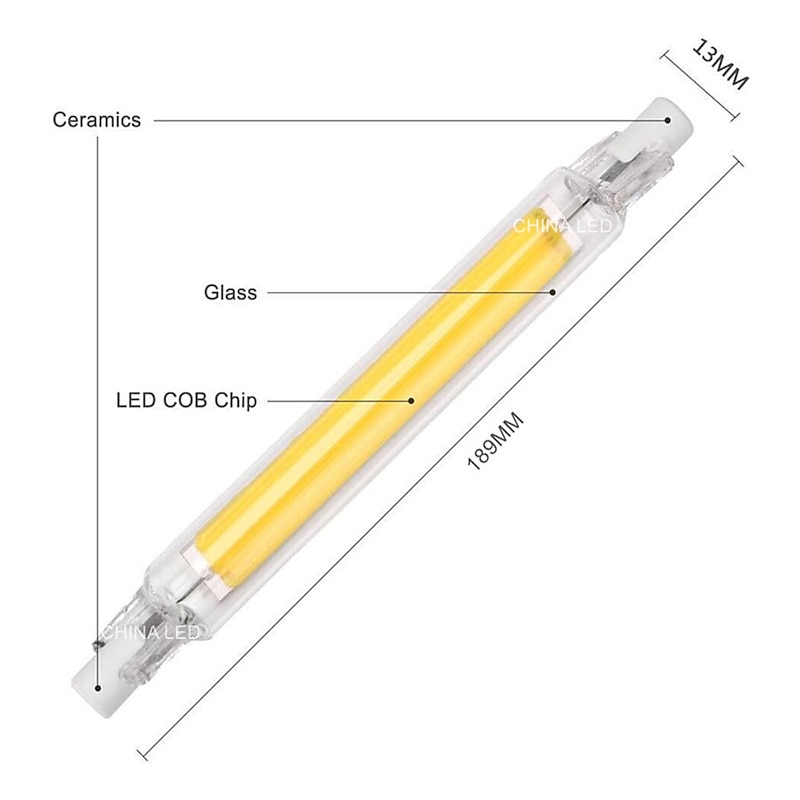 Dimmable R7S COB LED Bulbs 15W J Type 189MM Double Ended LED Lights 150W Halogen Equivalent 220-240V T3 R7S Base Equivalent Floodlight Replacement for Garage Speciality Lighting Floor Lamps2