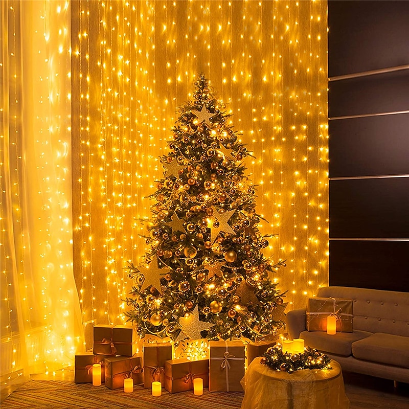 Elegant Wedding Reception Party Christmas Lights LED Window Curtain String Light 3Mx3M-300 LEDs Wedding Party Home Garden Bedroom Outdoor Indoor Wall Decorations2