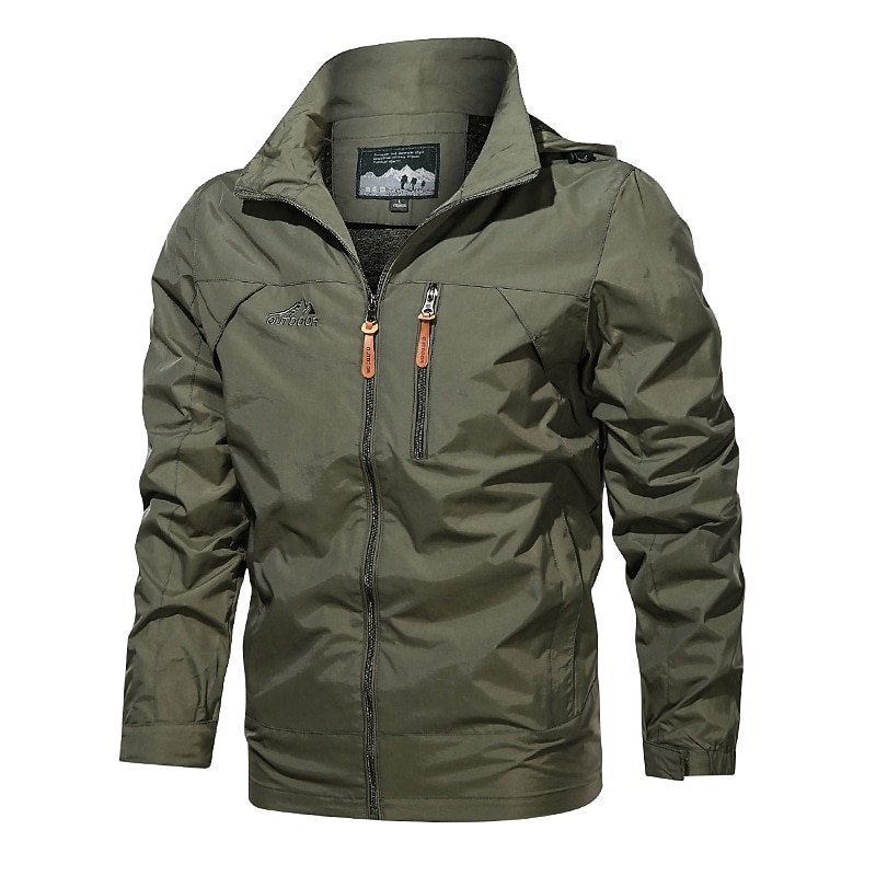 Men's Outdoor Jacket Tactical Jacket Windcheater Jacket Street Daily Waterproof Windproof Pocket Fall Solid Color Casual Turndown Regular Regular Fit Black Army Green Blue Khaki Gray Jacket