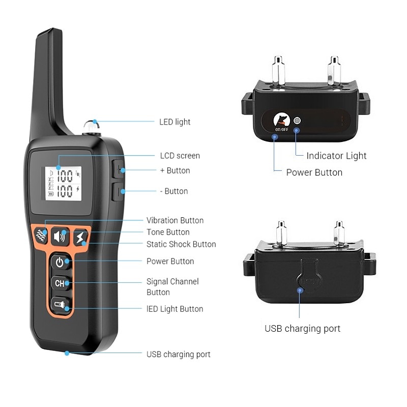 3300FT Remote Dog Training Collar IPX7 Waterproof Rechargeable Shock Beep Vibration  Electronic Dog Collar for Large Medium Small Dog3