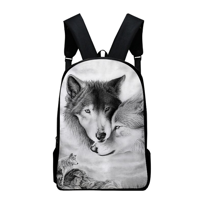 Galaxy Wolf Print Backpack for Teens – Cosmic Animal School Bag with 3D Howling Wolf Design for Boys and Girls4