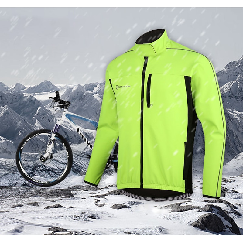 Men's Windbreaker Cycling Jersey Cycling Jacket Winter Thermal Warm High Visibility Reflective Waterproof Bike Jacket Windbreaker Mountain Bike MTB Road Bike Cycling City Bike Cycling fluorescent4