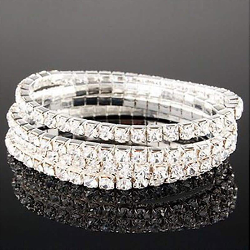 Crystal Stretch Bracelet Ladies Unique Design Fashion Jewelry Silver For Wedding Party Casual Daily Masquerade Engagement Party Silver Plated Imitation Diamond Various Collocation Schemes2