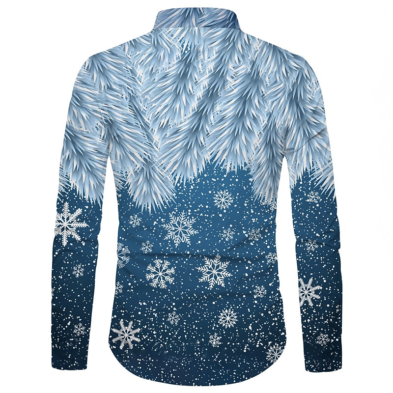 Christmas Men's Christmas Scene Printed Shirts Snowflake Collar Yellow Red Blue Purple 3D Print Outdoor Casual Long Sleeve 3D Print Button-Down Clothing Apparel Fashion Classic Breathable Comfortable2