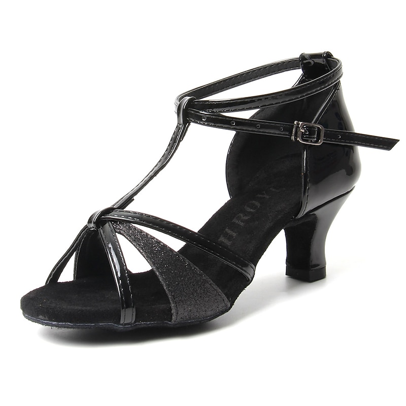 Women's Silver Glitter Latin Dance Sandals with Ankle Strap - Perfect for Ballroom Dancing and Special Events 9