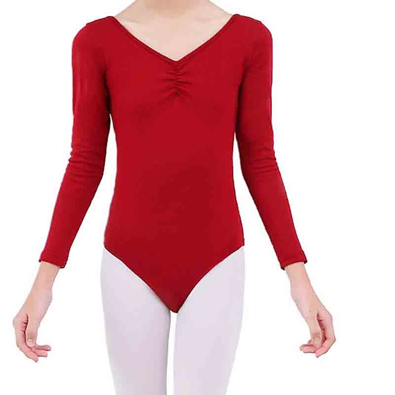 Kids' Dancewear Ballet Leotard / Onesie Lace Splicing Girls' Training Performance Long Sleeve Tulle Cotton