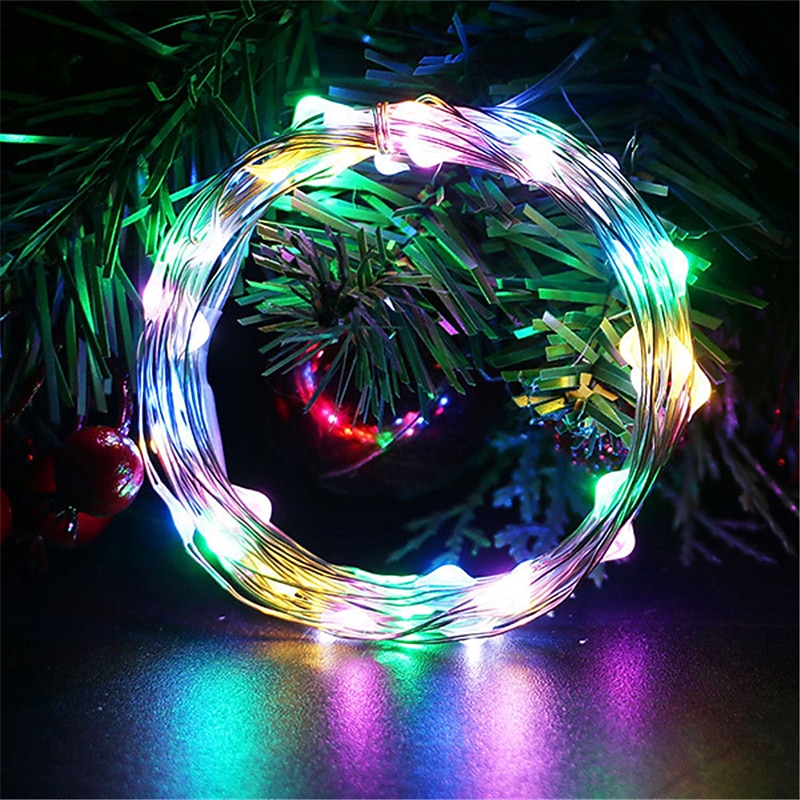 Elegant Wedding Reception Party 10pcs 3m 2m 1m Led String Lights Battery Operated Sliver Wire Fairy garland Light Christmas Outdoor Lights Chain Wedding Patry Decor4