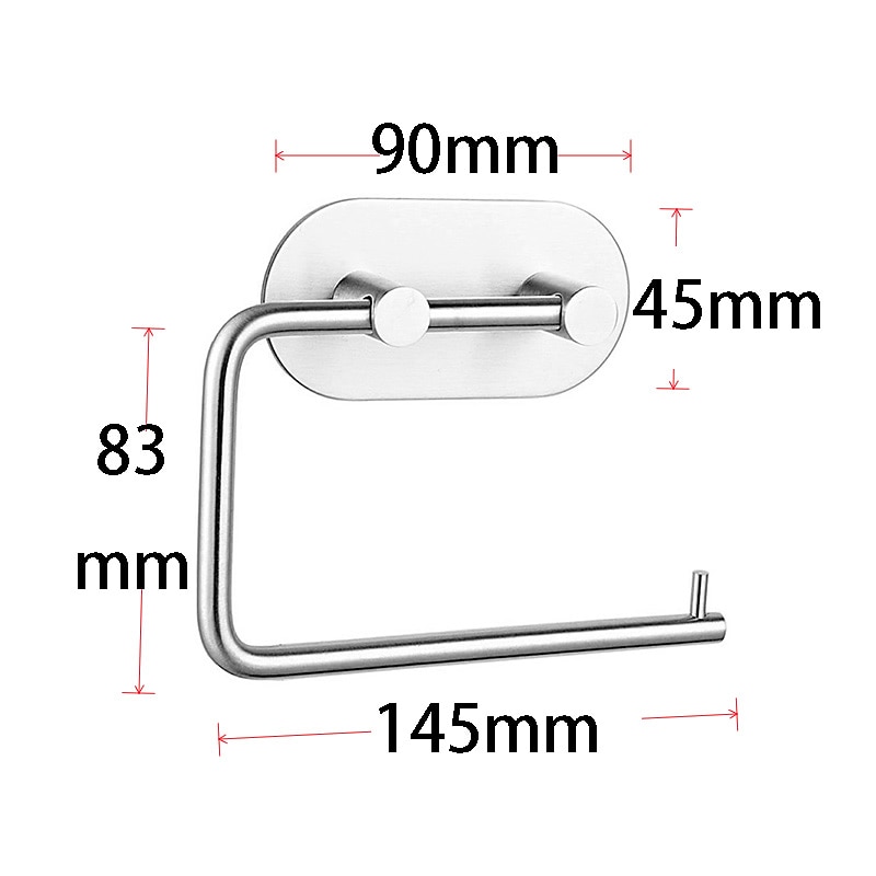 Self Adhesive Toilet Paper Holder and 4pcs Robe Hooks Stainless Steel Contemporary Bathroom Accessory Set Wall Mounted4
