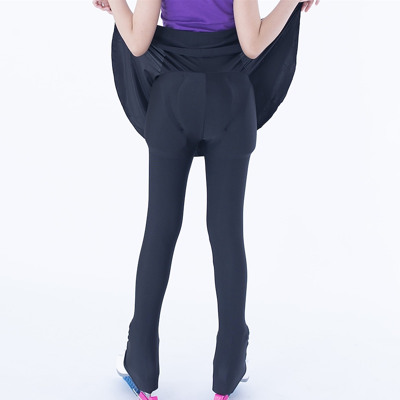 Figure Skating Pants Women's Girls' Ice Skating Skirt Leggings Outfits Black+White Patchwork Fleece Mesh High Elasticity Training Practice Competition Skating Wear Thermal Warm Handmade Ice Skating2