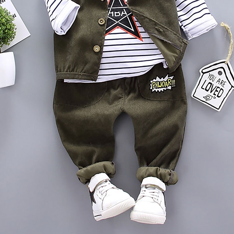 Boys 3D Stripe Hoodie Set Clothing Set Long Sleeve Fall Winter Cool Daily Casual Polyester Kids 1-5 Years School Outdoor Vacation Regular Fit3