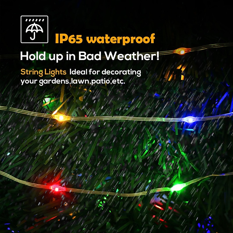 Christmas String Lights 10m LED String Lights 100 LEDs Solar Outdoor Waterproof Leather String Light String Halloween Christmas Starry Decoration Light4