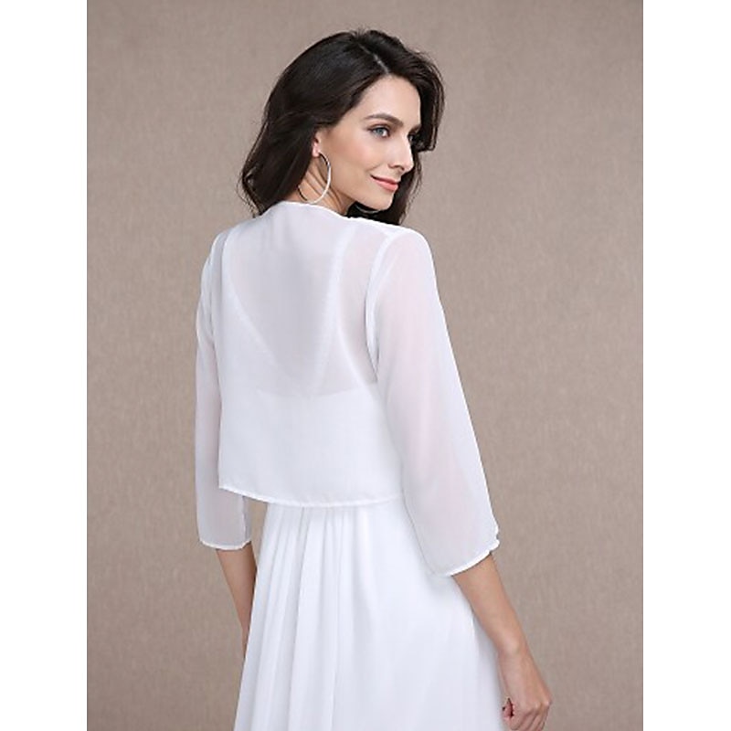 Shawls Bolero Ladies Elegant Casual Daily 3/4 Length Sleeve Chiffon Wedding Guest Wraps With Pure Color For Wedding Spring & Summer dress to impress4