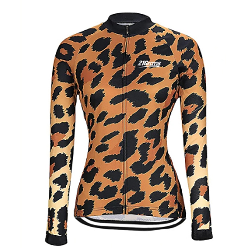Women's Cycling Jersey Leopard Patterned Funny Long Sleeve Bike Jersey Top with 3 Rear Pockets Mountain Bike MTB Road Bike Cycling Thermal Warm Quick Dry Anatomic Design Reflective Strips Sports2