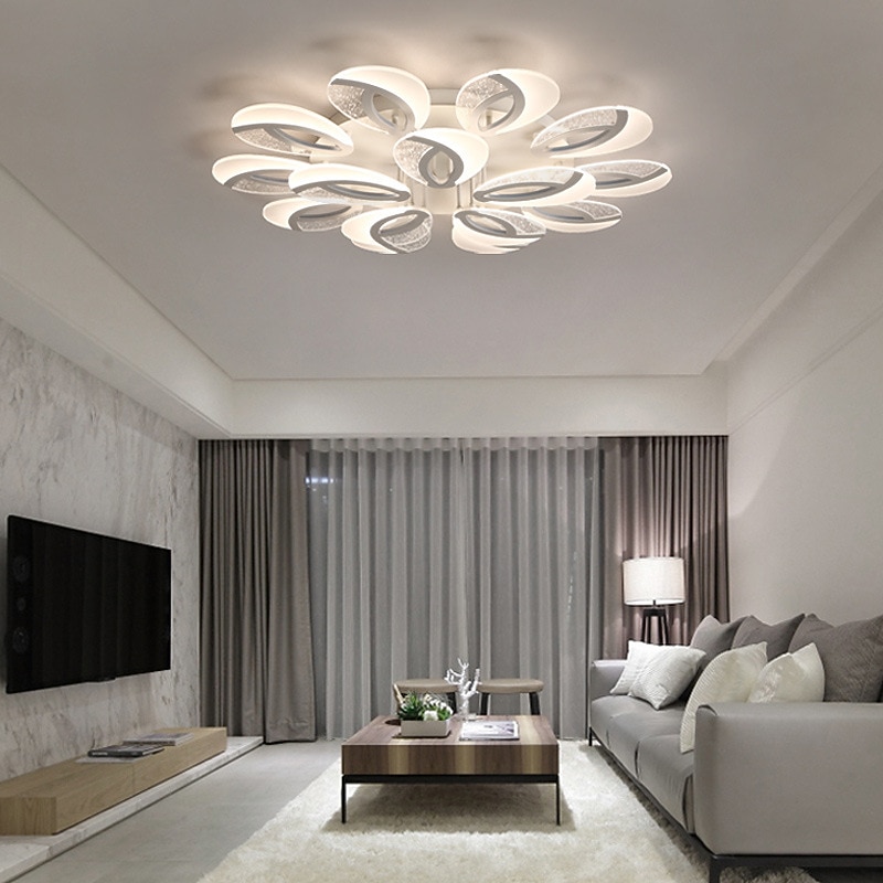 Bubble Acrylic Modern Dimmable Ceiling Light LED Flush Mount Peacock Tail LED Ceiling Lamp with Remote Control for Living Room Bedroom Dining Room AC 110V 220V Flower Design2