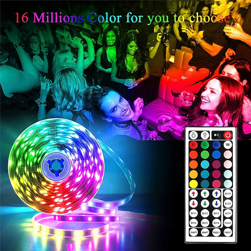 98.4ft 30M SMD5050 LED Strip Light RGB Color Changing for Living Room Party Décor Bedroom Kitchen DIY Home Decoration 8 Lighting Modes Adhesive Backing2