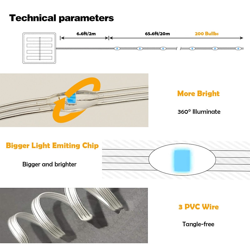 Christmas String Lights 10m LED String Lights 100 LEDs Solar Outdoor Waterproof Leather String Light String Halloween Christmas Starry Decoration Light3