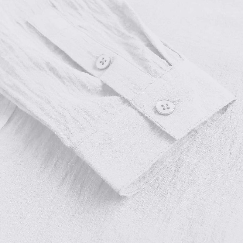 Men's Shirt Linen Shirt Summer Shirt Beach Wear Button Up Shirt Solid Color Vacation Curise Black White Pink Navy Blue Long Sleeve Collar Spring & Summer Clothing Apparel Button-Down3