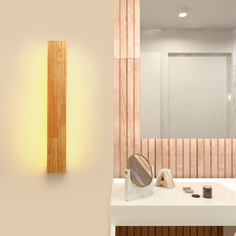 Lightinthebox Modern Wood Wall Lights LED Bathroom Mirror Wall Lamp Hallway Wandlamp Bed Light Nordic Home Wall Sconce Lights