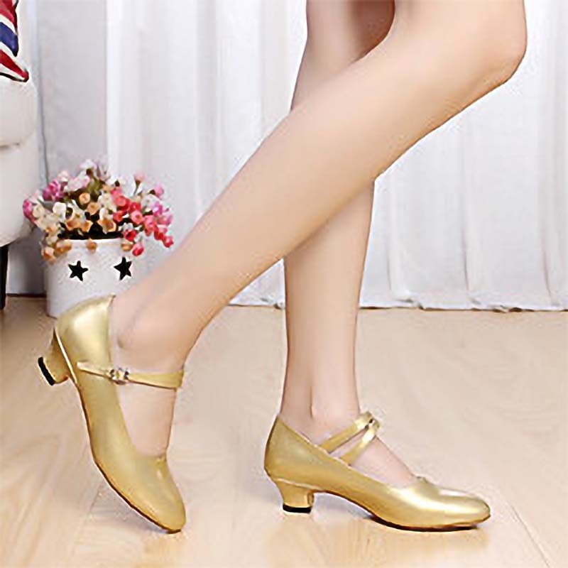 Women's Silver Metallic Ballroom Dance Shoes, Mary Jane Strap Low Kitten Heel Pumps for Graceful Dancing4