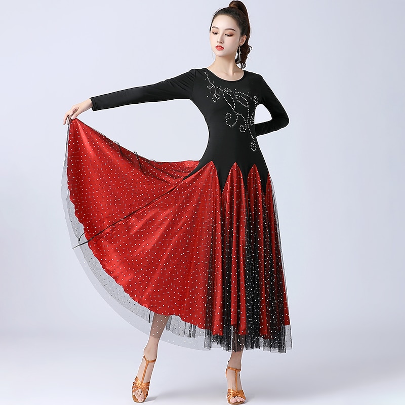 Ballroom Dance Dress Sequins Women's Performance Daily Wear Long Sleeve Natural Polystyrene Milk Fiber4