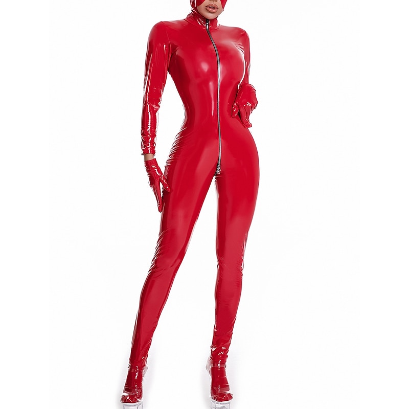 Dance Costumes Exotic Dancewear Leotard / Onesie Metal Chain Solid Splicing Women's Performance Theme Party Long Sleeve High PU