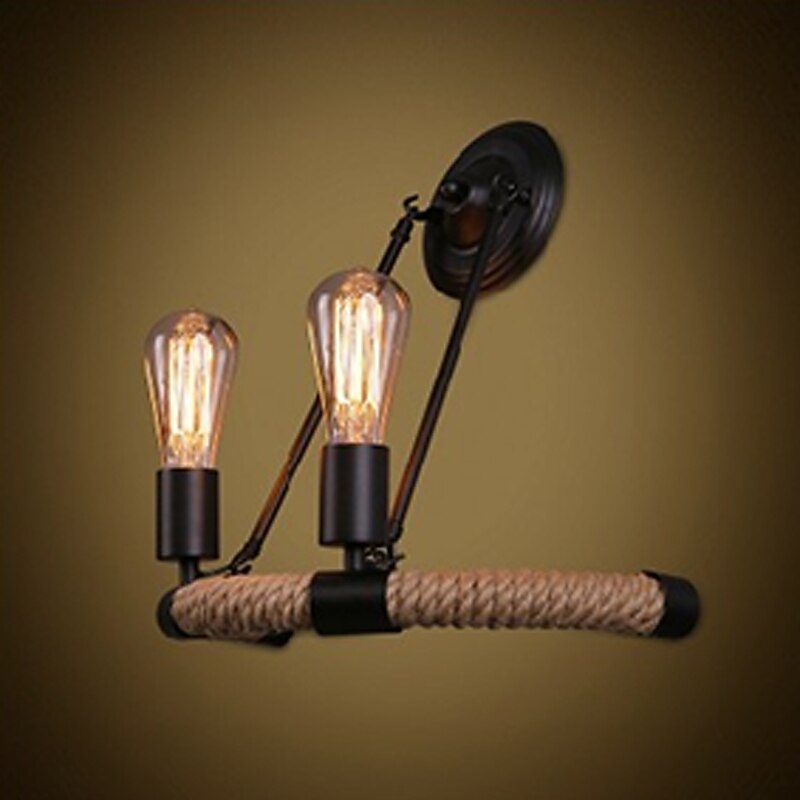 Cute Vintage Indoor Bedroom Office Hemp Rope Wall Light LED IP24 110-240 V4