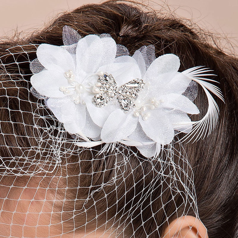 Net Blusher Veils / Wedding Fascinators / Headwear with Floral 1pc Special Occasion / Party / Evening / Party / Cocktail Headpiece3