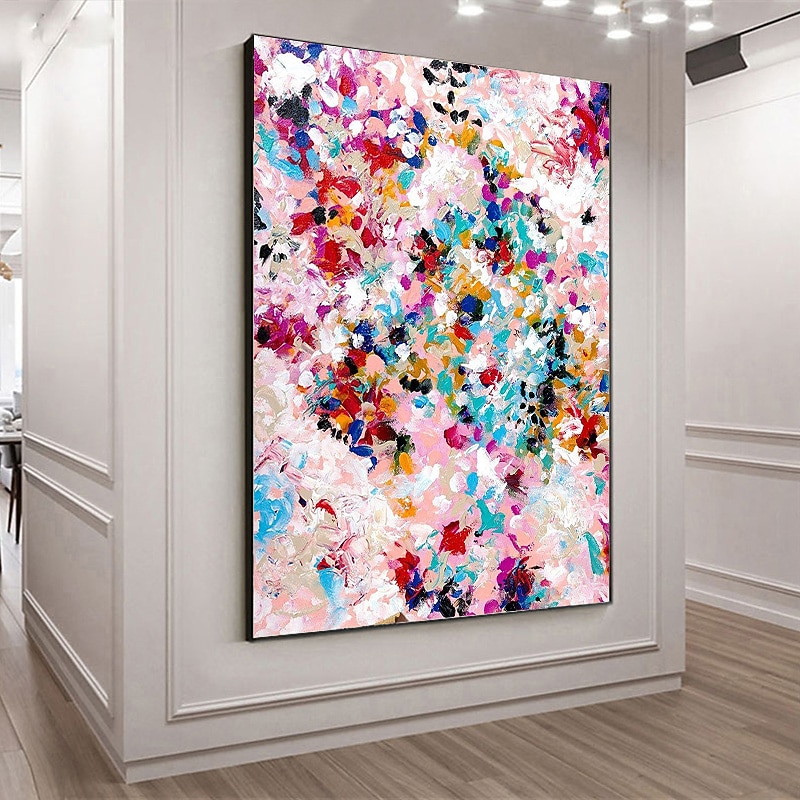 Manual Handmade Oil Painting Hand Painted Vertical Panoramic Abstract Floral / Botanical Modern Realism Rolled Canvas (No Frame)4